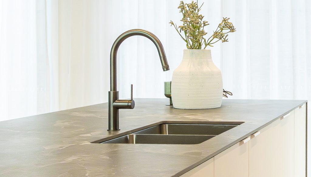Kitchen bench with sink.