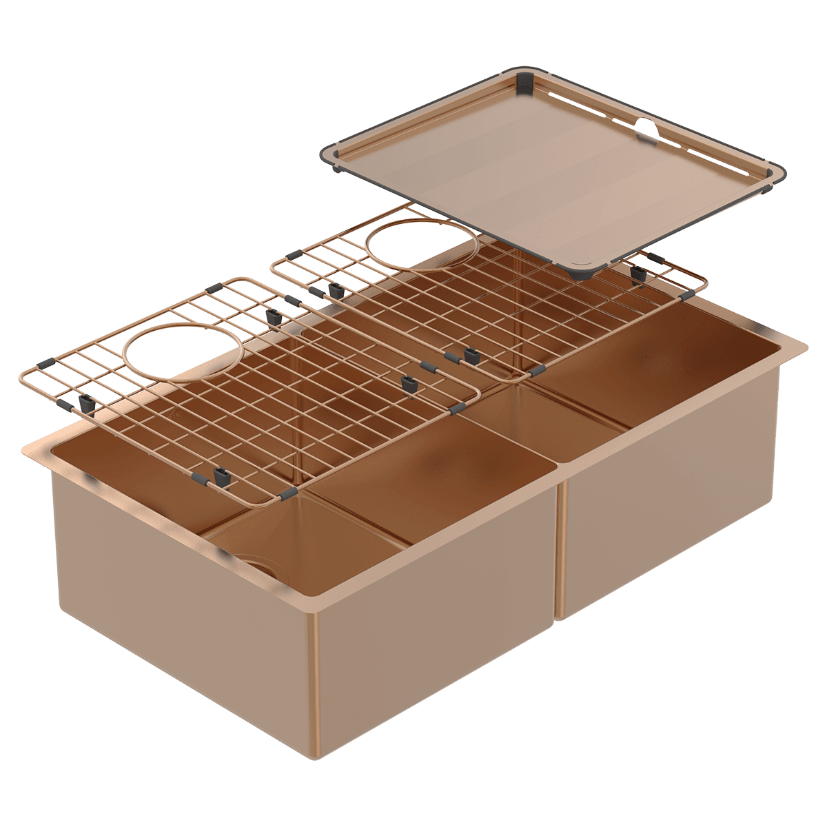 Abey piazza-finishes Piazza Double Square Bowl Artisan Copper Kitchen Sinks