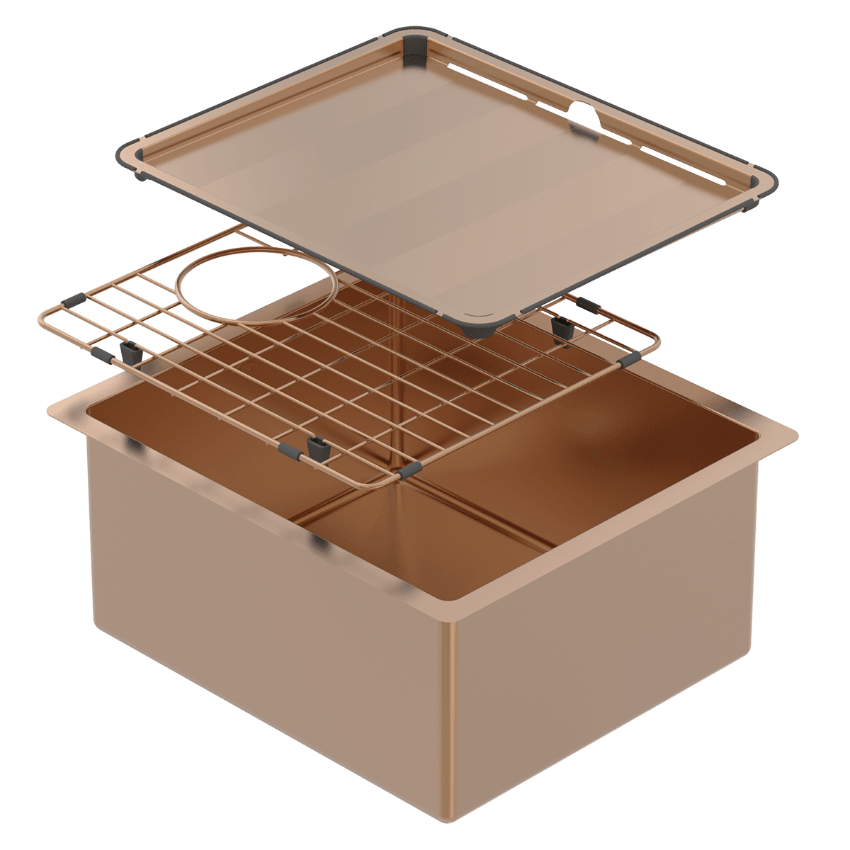 Abey piazza-finishes Piazza Square Bowl Artisan Copper Kitchen Sinks