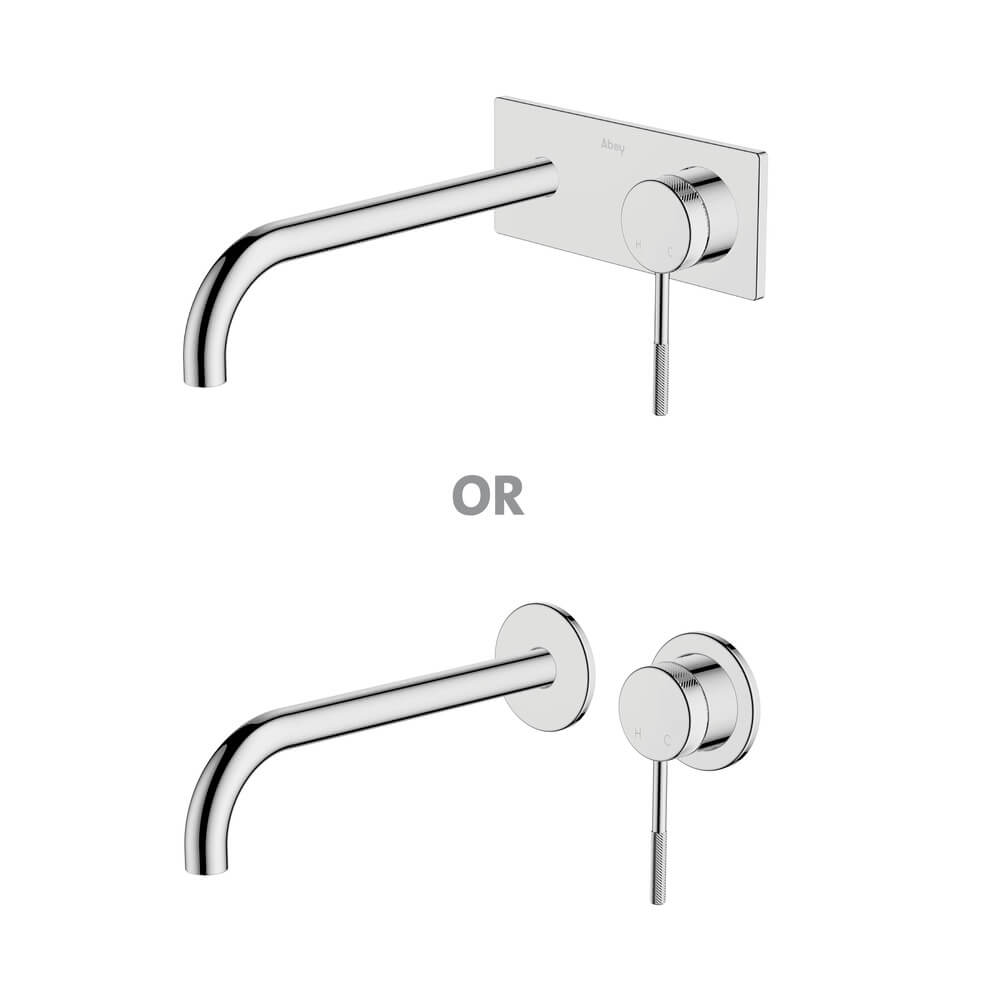 Abey abey-poco-knurled Poco Knurled Wall Basin/Bath Set 220mm Lead Free Wall & Basin Mixers