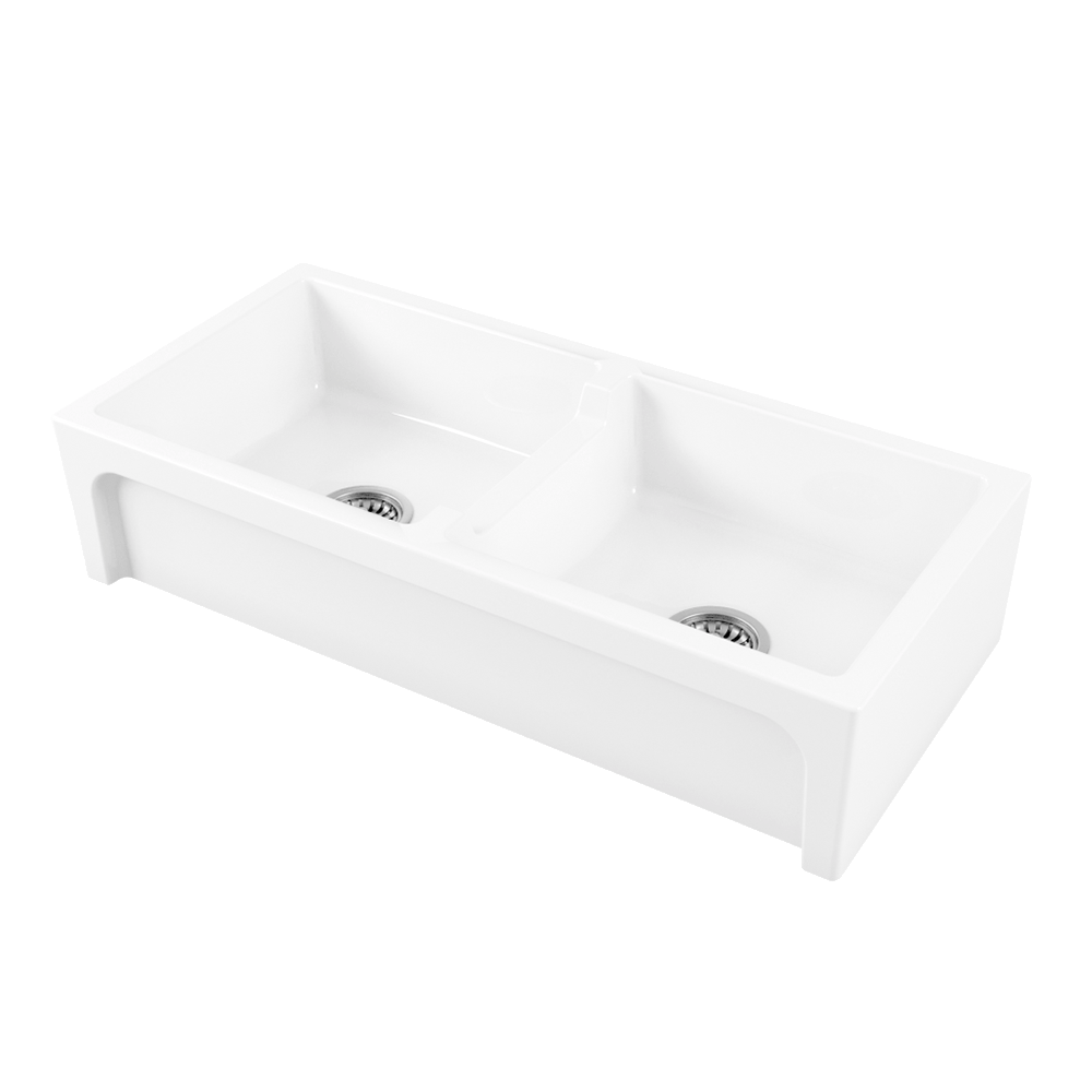 Chambord chambord-charles Chambord CHARLES Large Double Bowl Fireclay White Kitchen Sinks