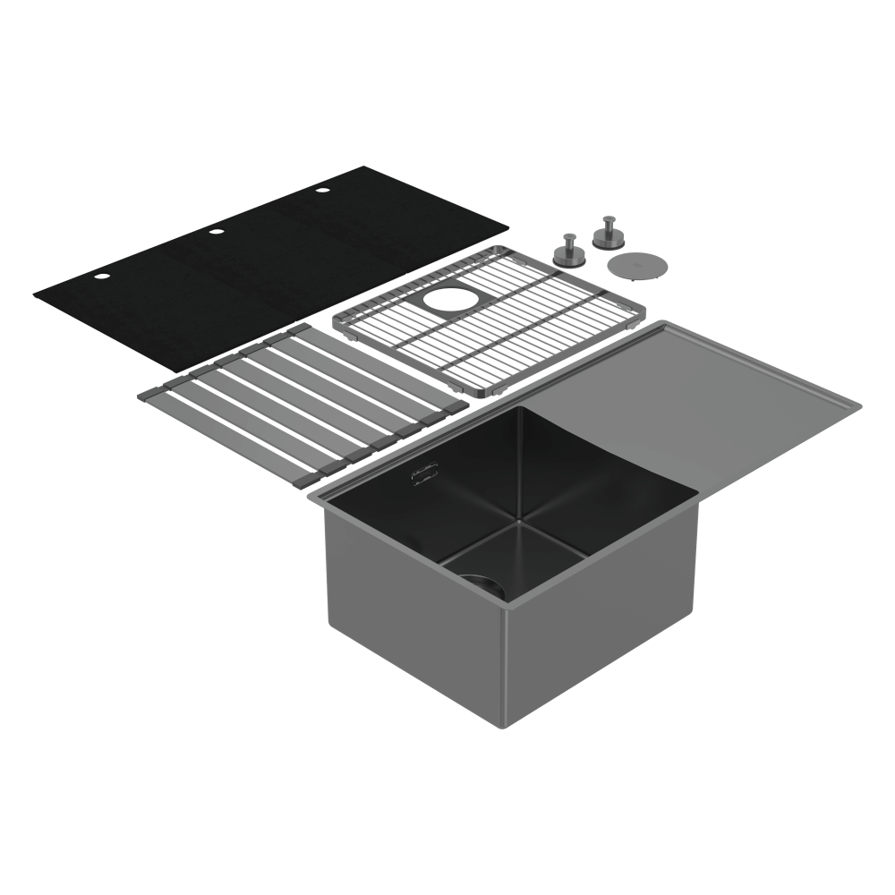 Abey Boutique abey-blugano Boutique Lugano Single Bowl & Drainer Left Hand Bowl Black Pearl Kitchen Sinks